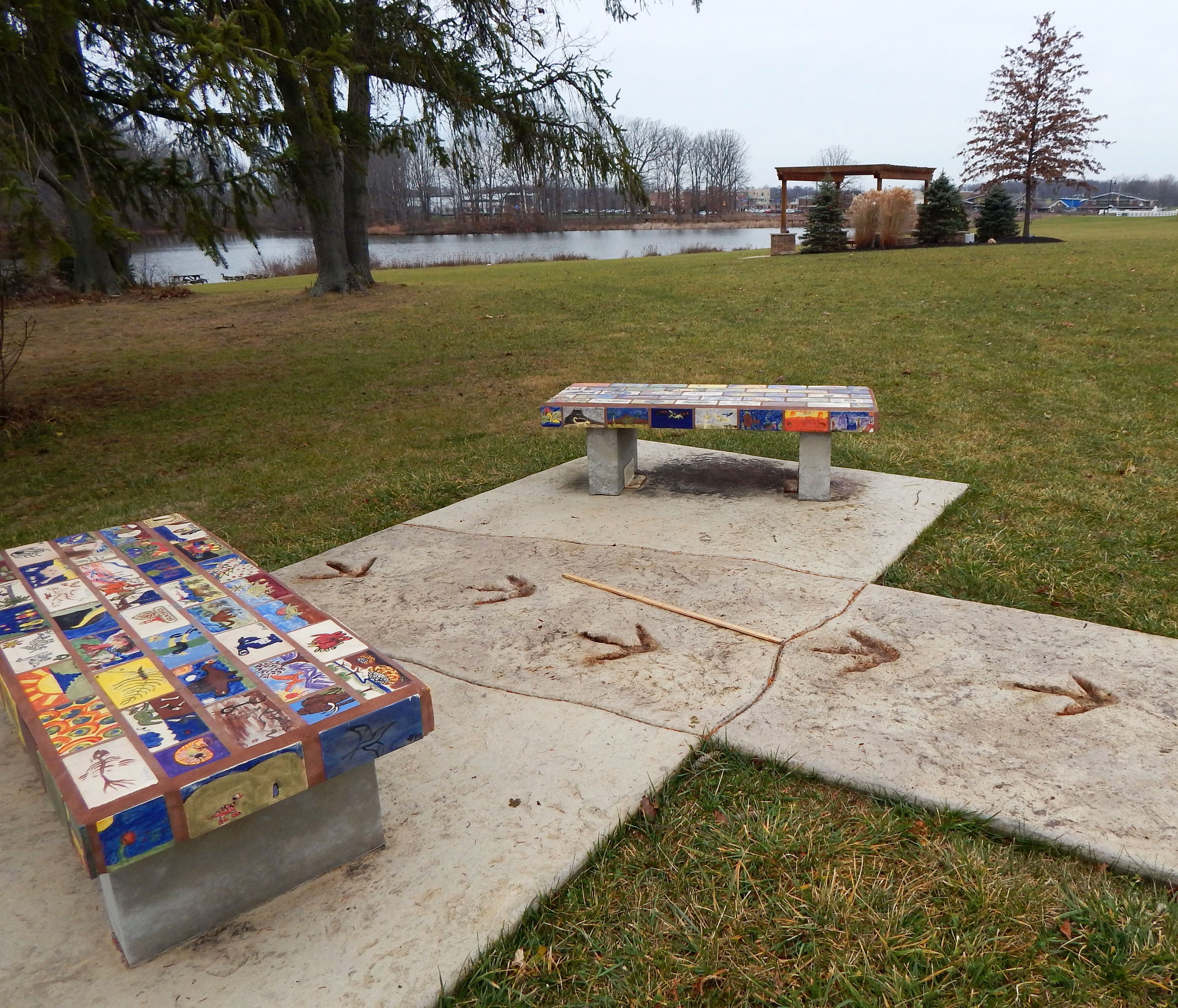 Benches and lake view